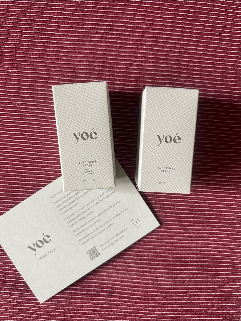 NIB yoé Impossible Cream Discovery Set